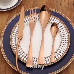 24-Piece (6 Settings) ROSE GOLD PLATED Flatware Cutlery Silverware Set