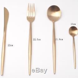24-Piece Brushed ROSE GOLD PLATED Stainless Steel Flatware Cutlery Set for 6
