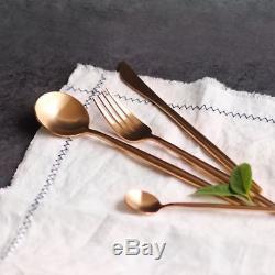 24-Piece Brushed ROSE GOLD PLATED Stainless Steel Flatware Cutlery Set for 6