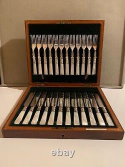 24 Piece Silverware Maleham & Yeomans Knife and Fork Dessert Set