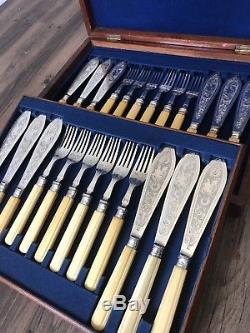 24 Piece Sterling Silver Boxed Cutlery Set Birmingham Marked Latham Morton