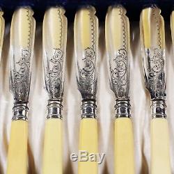24 pc Vintage to antique silver plate Fish set Flatware in presentation box