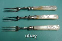 24pc MOP 1870 Mother Of Pearl Sterling Silver Plate knife Fork box set canteen