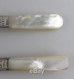 24pc Sheffield Silver Plate Fish Set MOP Mother of Pearl Handles in Case