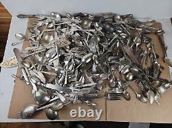 250 PC LOT 20 POUNDS Silver Plated Flatware Lot CRAFT GRADE SPOONS FORKS KNIVES