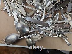 250 PC LOT 20 POUNDS Silver Plated Flatware Lot CRAFT GRADE SPOONS FORKS KNIVES