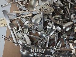 250 PC LOT 20 POUNDS Silver Plated Flatware Lot CRAFT GRADE SPOONS FORKS KNIVES