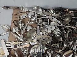 250 PC LOT 20 POUNDS Silver Plated Flatware Lot CRAFT GRADE SPOONS FORKS KNIVES