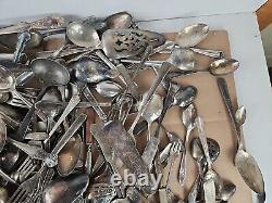 250 PC LOT 20 POUNDS Silver Plated Flatware Lot CRAFT GRADE SPOONS FORKS KNIVES