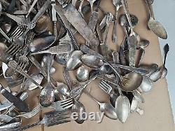 250 PC LOT 20 POUNDS Silver Plated Flatware Lot CRAFT GRADE SPOONS FORKS KNIVES