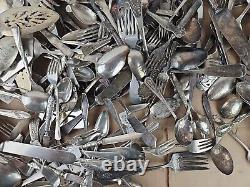 250 PC LOT 20 POUNDS Silver Plated Flatware Lot CRAFT GRADE SPOONS FORKS KNIVES