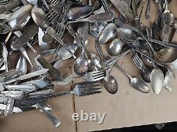 250 PC LOT 20 POUNDS Silver Plated Flatware Lot CRAFT GRADE SPOONS FORKS KNIVES