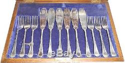 26 pc Set ANTIQUE EPNS Rd630810 FISH SET with Extra Butter Knives ORIGINAL CASES