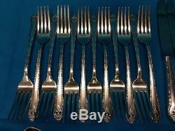 38 pcs Holmes Edwards, Lovely Lady, Inlaid Silver Plate Flatware Basics for 12