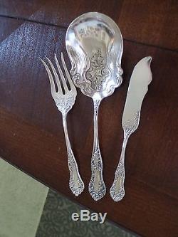 3pc National Silver EHH Smith Holly Pattern Hostess Serving Set Decorated Bowl