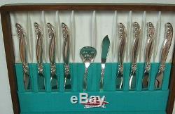 42 pc Set for 8 LEILANI 1961 Silverplate, Flatware by 1847 Rogers & Wooden Chest