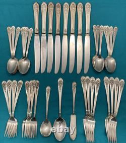 43 Pcs 1953 JUBILEE Silverplated Flatware FORKS SPOONS KNIVES Wm Rogers Mfg Co