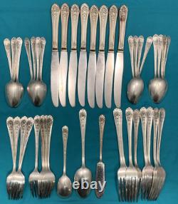 43 Pcs 1953 JUBILEE Silverplated Flatware FORKS SPOONS KNIVES Wm Rogers Mfg Co