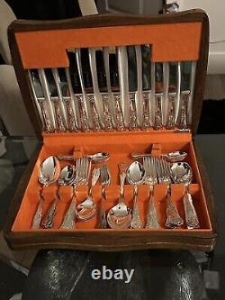 44 Piece Silver Plated Cutlery Set Kings Pattern (epns A1 Sheffield) With Case