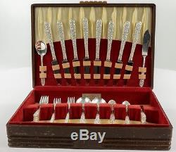 48 PCS NATIONAL SILVER CO. AA+ NARCISSUS SILVERPLATE FLATWARE Set in Box 1935
