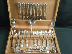 48 PC SET OF DRESDEN ROSE SILVERPLATE FLATWARE by REED & BARTON in BOX 8 Service