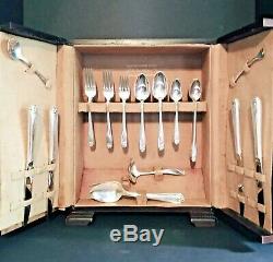 48 Piece 1847 Rogers Bros Daffodil Silver Plate Flatware Set with Original Case