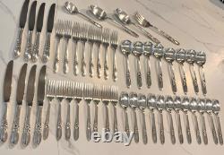 49 Pcs Oneida Community Silverplate White Orchid Service for 8 Plus Extra Pieces