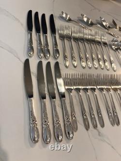 49 Pcs Oneida Community Silverplate White Orchid Service for 8 Plus Extra Pieces