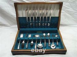 50 pc Set Wm Rogers Silver Plate Flatware Exquisite Pattern Silverplate withBox C