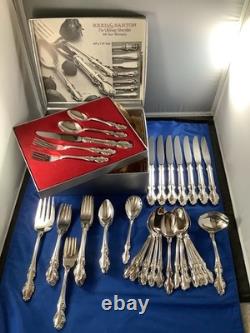 50pc Reed & Barton English Crown Silverplate Set Storage Box Knife Fork Spoon