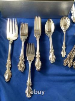 50pc Reed & Barton English Crown Silverplate Set Storage Box Knife Fork Spoon