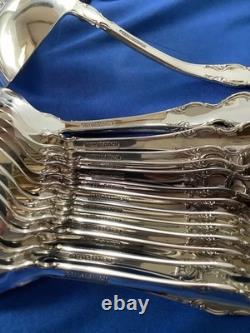 50pc Reed & Barton English Crown Silverplate Set Storage Box Knife Fork Spoon