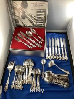 50pc Reed & Barton English Crown Silverplate Set Storage Box Knife Fork Spoon