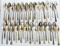 50x OVAL TABLE SOUP SPOONS FLATWARE SILVERPLATE LOT VINTAGE CRAFT REUSE