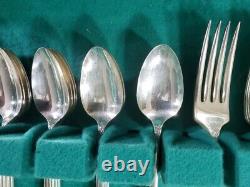 53 Piece Set Oneida Silverplate Flatware with Wooden Box Knives Forks Spoons