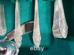 53 Piece Set Oneida Silverplate Flatware with Wooden Box Knives Forks Spoons