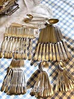 53 pcs 1847 Rogers Brothers ADORATION IS Silverplate Flatware Silverware