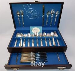 54 Pcs MCM Vtg Oneida Community Plate Twilight Silver Plate Flatware Set In Box
