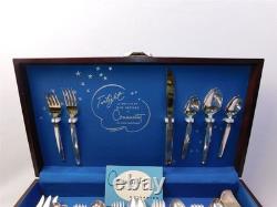 54 Pcs MCM Vtg Oneida Community Plate Twilight Silver Plate Flatware Set In Box