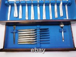54 Pcs MCM Vtg Oneida Community Plate Twilight Silver Plate Flatware Set In Box