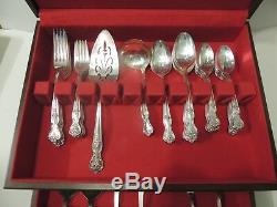 54 pcs WM Rogers Extra Plate silver silverware set wood case drawer certificate