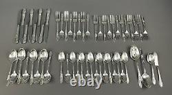 55 Piece Set Oneida Community WHITE ORCHID Silverplate Flatware Service for 8