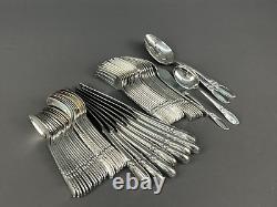 55 Piece Set Oneida Community WHITE ORCHID Silverplate Flatware Service for 8