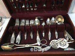 56 PC. Silverware Silver Nobility PLATED PLACE SETTING With Wood Box