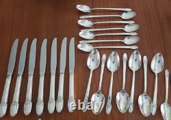 57 PC 1847 Rogers Bros First Love Silverplate Flatware IS Service For 8 +