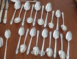 57 PC 1847 Rogers Bros First Love Silverplate Flatware IS Service For 8 +