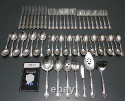 (57 Pieces) Oneida Community Flatware Set AFFECTION, Silverplate Silverware Lot