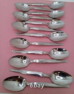 58 Pc Silverware Set Of 12 VTG neida, Old Company Stainless USA-Case FreeShip