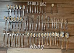 60 Rogers Marquise Silverplate Butter Spoons Long Forks Salad Forks Knives