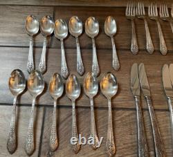60 Rogers Marquise Silverplate Butter Spoons Long Forks Salad Forks Knives
